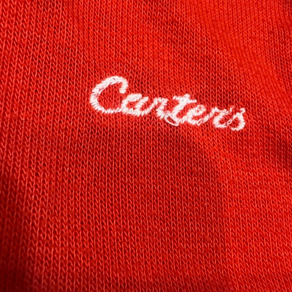 Vintage 70s Carters 24 Mo Red Footed Pajamas Set Matching Top Bottom Made in USA
